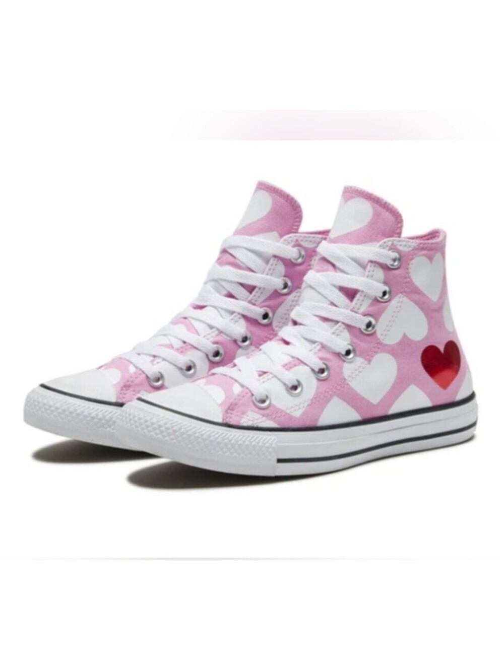 Converse Twisted Hearts Sneakers High Top Womens 9.5 Peony Pink Red RARE!